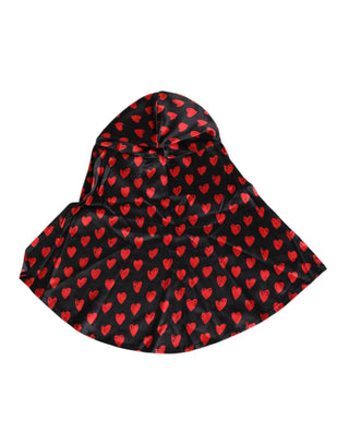Sombrero de poliéster negro con corazones rojos
