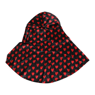 Sombrero de poliéster negro con corazones rojos