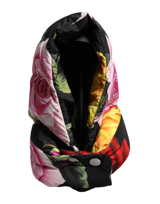 Kopfwickel-Mütze mit schwarzem Blumenmuster