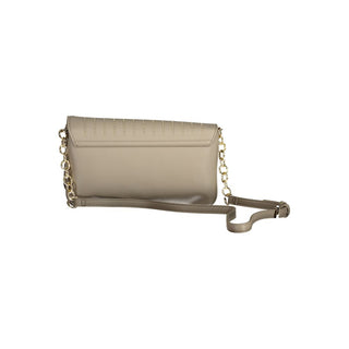Beige Polyurethane Women Bag