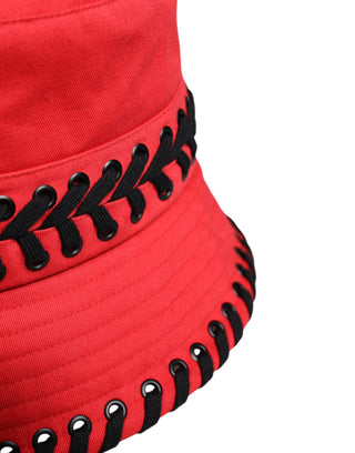 Roter Spitzen-Polyester-Anglerhut mit breiter Krempe