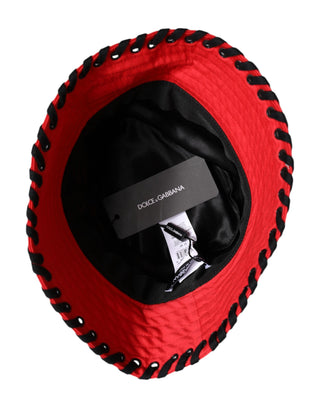 Roter Spitzen-Polyester-Anglerhut mit breiter Krempe