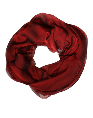 Bufanda chal envolvente rectangular de seda roja para mujer