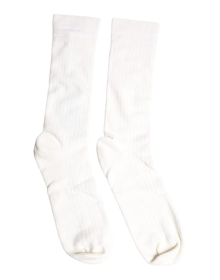 White Cotton Solid Mid Calf Men Socks