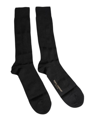 Calcetines elásticos negros con logo para hombre hasta media pantorrilla