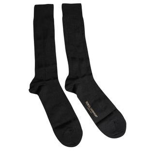 Calcetines elásticos negros con logo para hombre hasta media pantorrilla