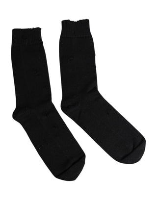 Calcetines sólidos elásticos negros para hombre hasta media pantorrilla
