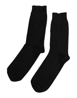 Calcetines sólidos elásticos negros para hombre hasta media pantorrilla