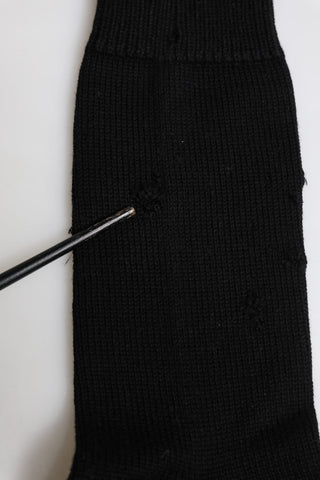 Calcetines sólidos elásticos negros para hombre hasta media pantorrilla