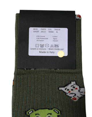 Grüne Nylon DG-Bären bedruckte Wadenlange Socken