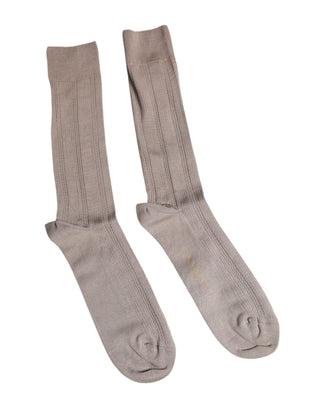 Calcetines marrones de algodón elástico con logo por encima de la pantorrilla