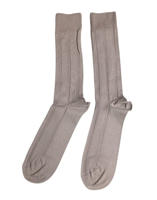 Calcetines marrones de algodón elástico con logo por encima de la pantorrilla