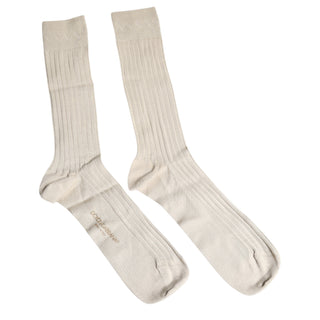 Calcetines beige de algodón elástico con logo hasta media pantorrilla
