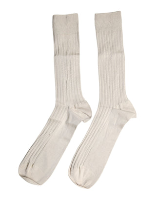 Calcetines beige de algodón elástico con logo hasta media pantorrilla