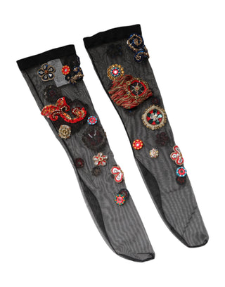 Schwarze Stretch-Strumpfhose mit Carretto-Kristallen
