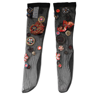 Schwarze Stretch-Strumpfhose mit Carretto-Kristallen