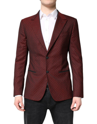 Maroonfarbener Wollblazer für Herren, schmale Passform