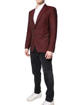 Maroonfarbener Wollblazer für Herren, schmale Passform