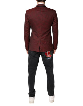 Maroonfarbener Wollblazer für Herren, schmale Passform