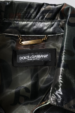 Green DG Logo Print Bomber Full Zip Jacket