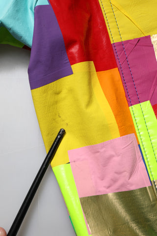 Mehrfarbige Herren Bikerjacke aus Baumwolle mit durchgehendem Reißverschluss