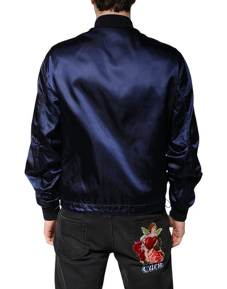 Blue Nylon DG Crown Full Zip Bomber Jacket