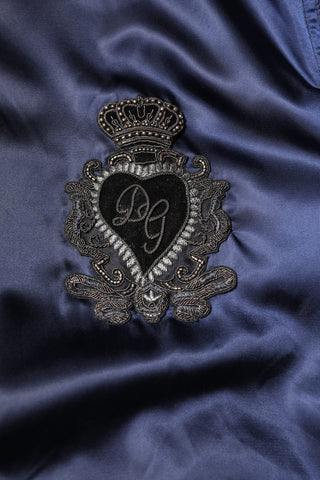 Blue Nylon DG Crown Full Zip Bomber Jacket