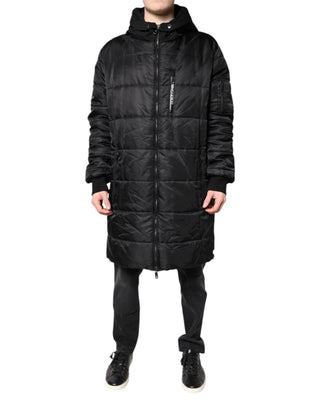 Schwarz Kapuzenparka Winter Herrenmantel Jacke