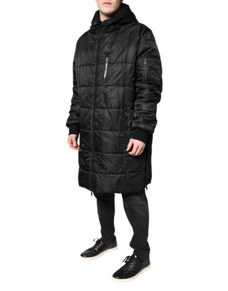 Schwarz Kapuzenparka Winter Herrenmantel Jacke