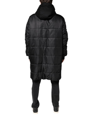 Schwarz Kapuzenparka Winter Herrenmantel Jacke