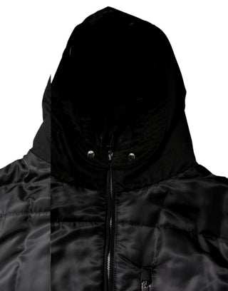 Schwarz Kapuzenparka Winter Herrenmantel Jacke
