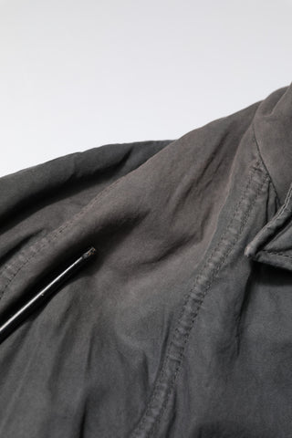 Black Solid Cotton Collared Coat Jacket