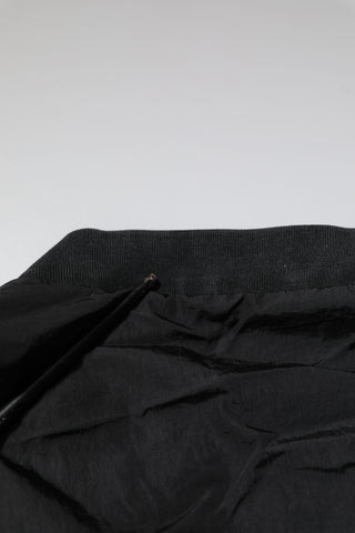 Black Nylon Logo Full Zip Bomber Jacket