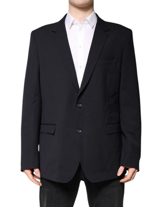 Blazer de abrigo de lana azul oscuro de un solo botón