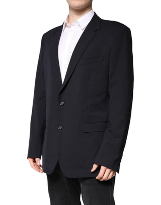 Blazer de abrigo de lana azul oscuro de un solo botón