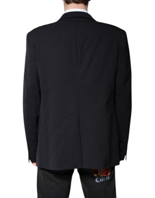 Blazer de abrigo de lana azul oscuro de un solo botón