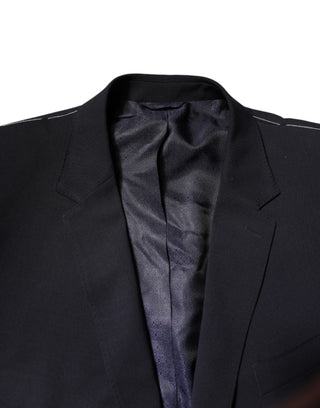 Blazer de abrigo de lana azul oscuro de un solo botón