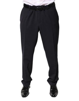 Schwarze Bundfaltenhose aus Wolle mit normaler Leibhöhe