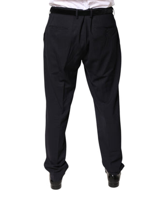 Schwarze Bundfaltenhose aus Wolle mit normaler Leibhöhe