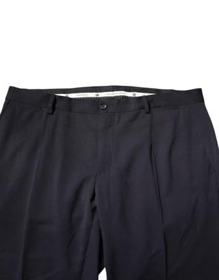 Schwarze Bundfaltenhose aus Wolle mit normaler Leibhöhe