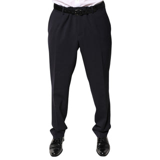 Schwarze Bundfaltenhose aus Wolle mit normaler Leibhöhe