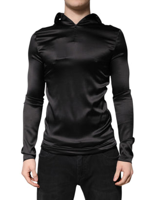 Schwarzer Seidenrollkragenpullover für Herren