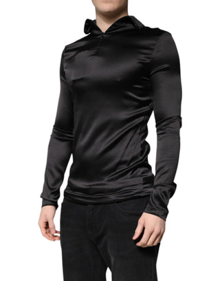 Schwarzer Seidenrollkragenpullover für Herren