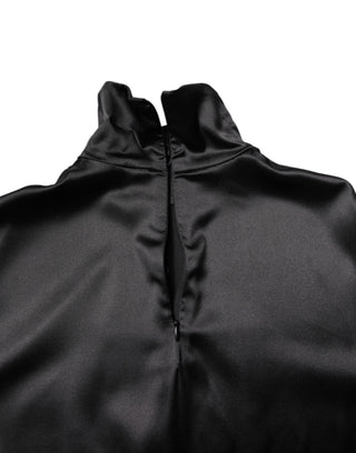 Schwarzer Seidenrollkragenpullover für Herren