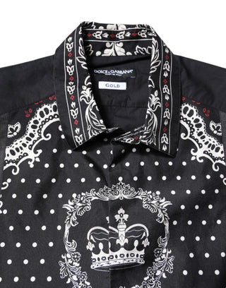 Schwarz Weißes Bandana GOLDENes Elegantes Hemd