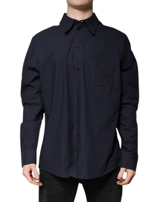 Dunkelblaues Langarmshirt aus Baumwolle