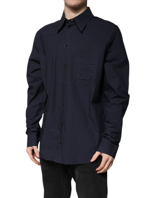 Dunkelblaues Langarmshirt aus Baumwolle