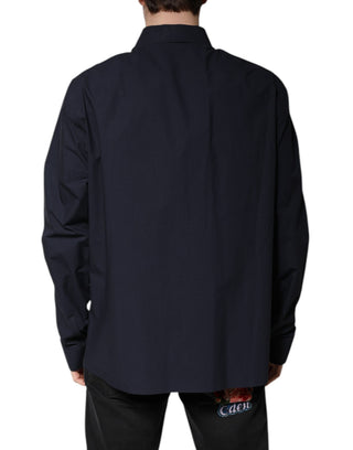 Dunkelblaues Langarmshirt aus Baumwolle