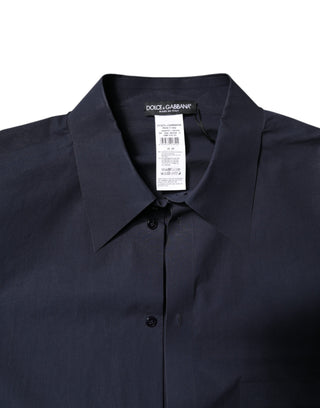 Dunkelblaues Langarmshirt aus Baumwolle
