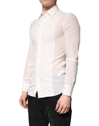 Weißes Seidengoldkleid Formelles Hemd mit Kragen